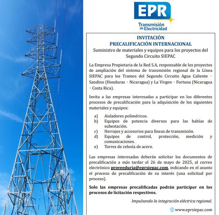 Invitación precalificación internacional SIEPAC.